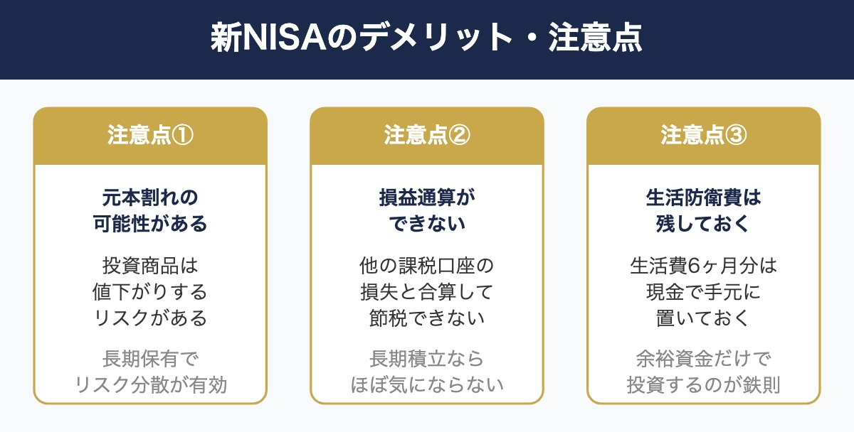 新NISAのデメリット・注意点3つ