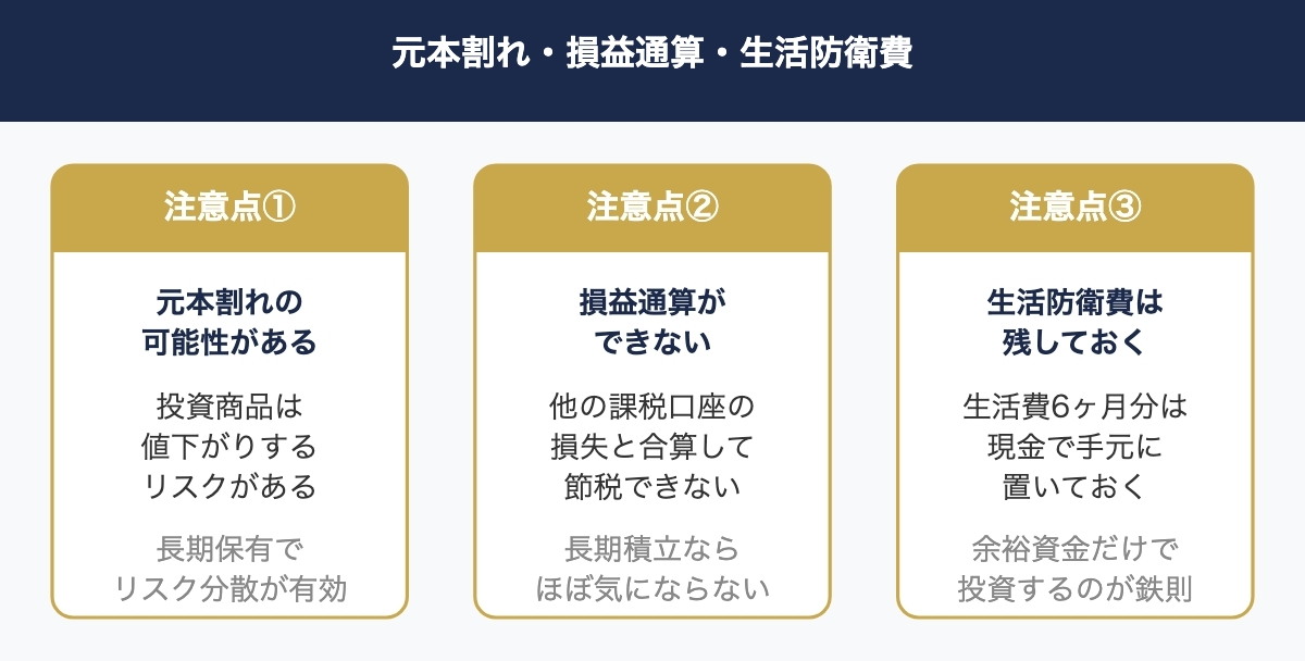 元本割れ・損益通算・生活防衛費の3つの注意点